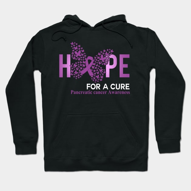 Hope For A Cure Butterfly Gift Pancreatic cancer 2 Hoodie by HomerNewbergereq